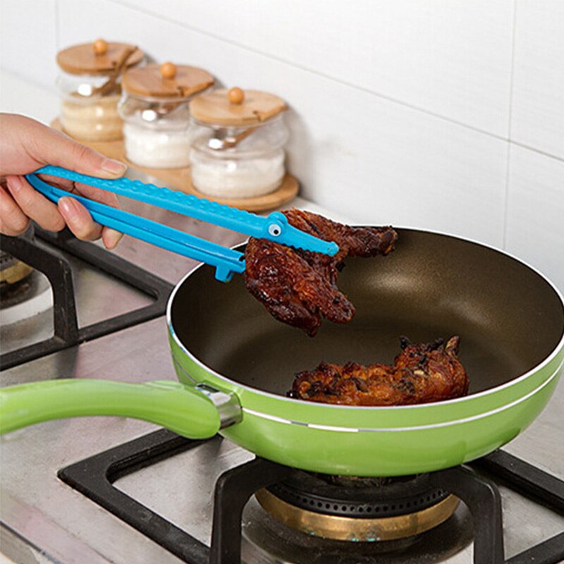 1pcs 1 PC Plastic Crocodile Shape Food Tongs Non-Stick Barbecue Clip Kitchen Tools Utensils Accessories