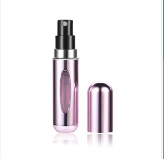 Spot portable 5ml Mini self pump perfume bottle bottled, rechargeable spray bottle, aluminum perfume bottle: shiny pink