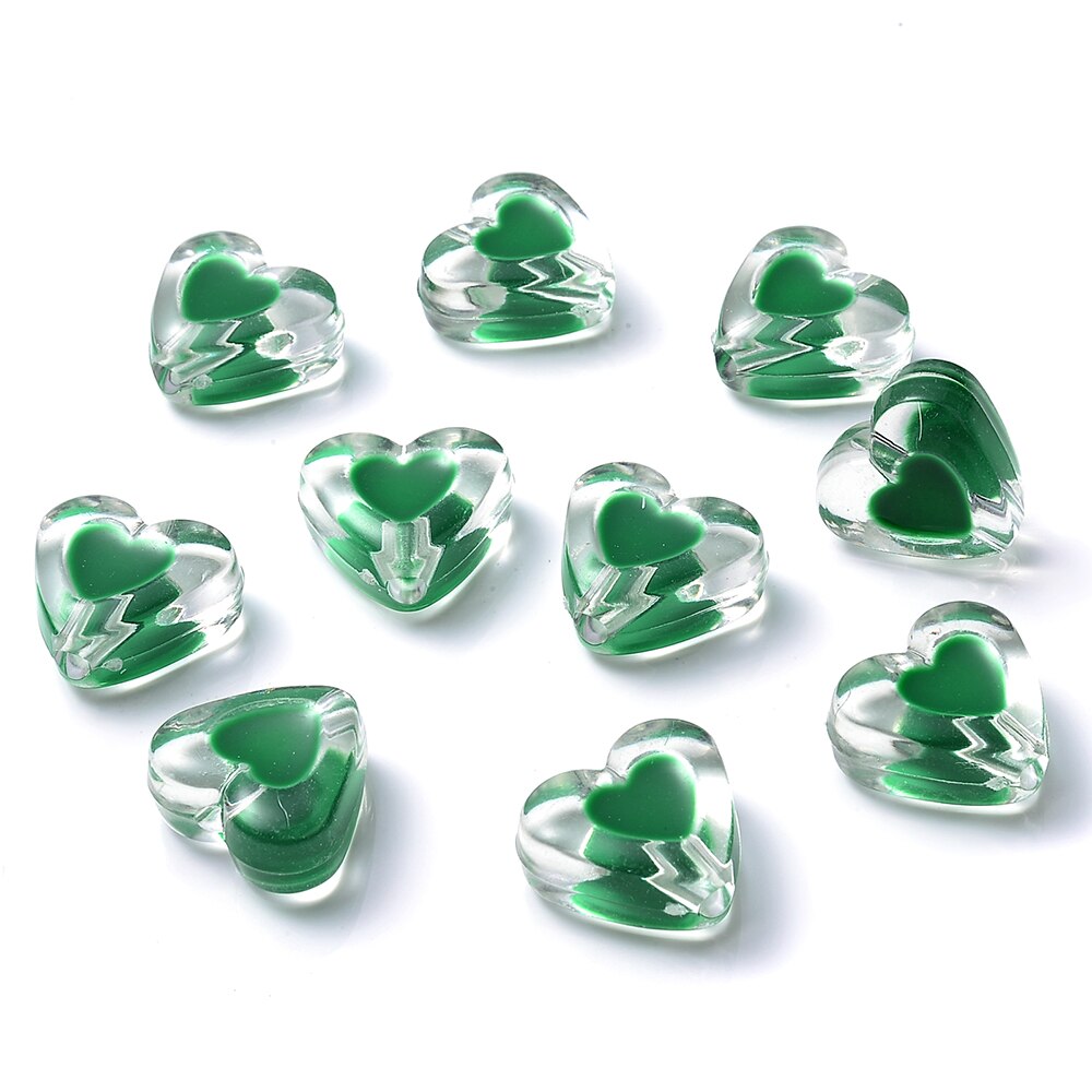 Iyoe 20 stück mehrfarbige, transparente bonbonherzperlen, süße acryl-abstandshalterperlen zur herstellung von schmuck, armbändern, halsketten und ohrringen: 9