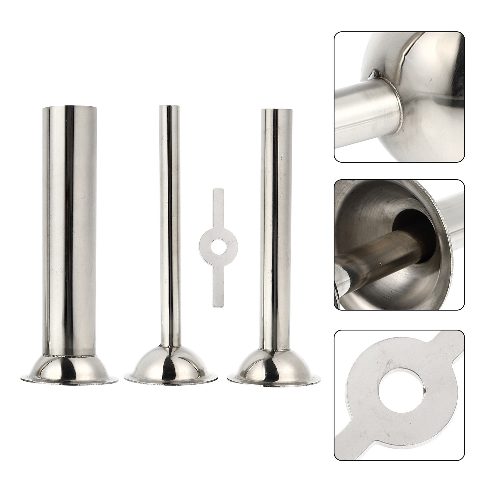 A Set Stainless Steel Sausage Making Tools Meat Grinder Accessories Parts: Silver 4pcs