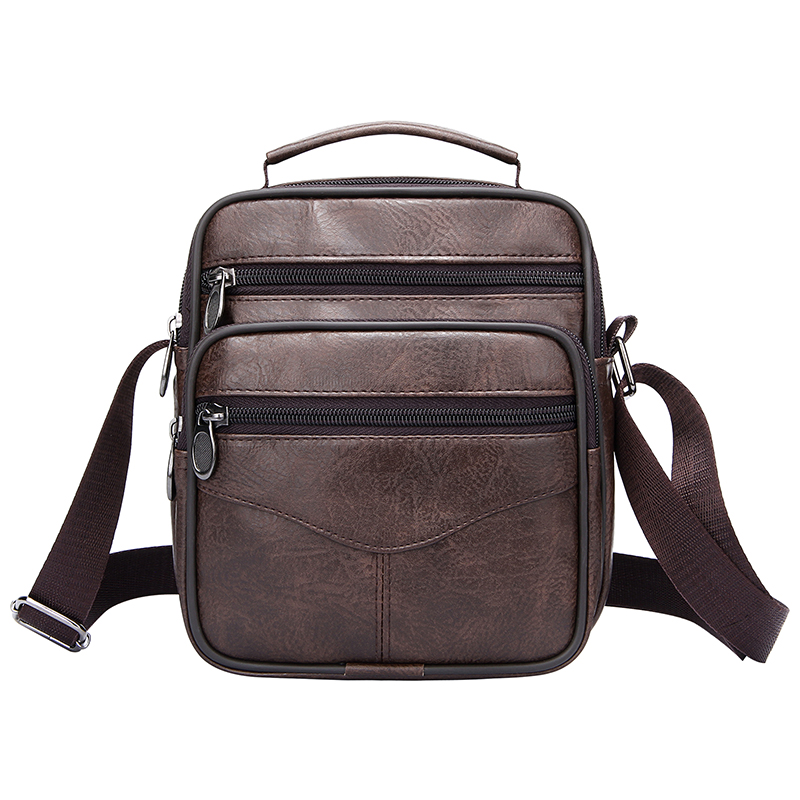 Men Messenger Bag Leather Vintage Crossbody Bag High Capacity Business Briefcase Handbag Man Casual Shoulder Bags Cross Body: Coffee