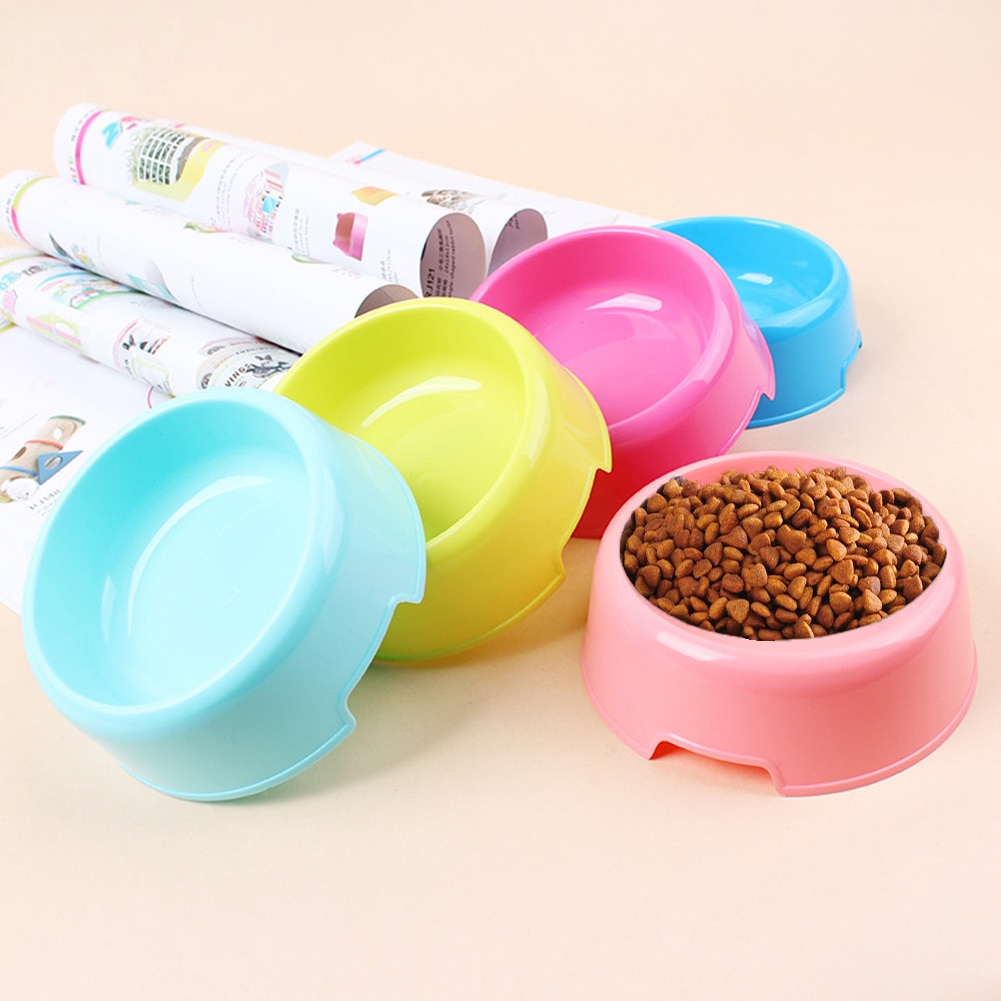Cuenco de plástico para perros, gatos, perros, comedero, cuenco de agua para mascotas, gatos, cachorros, cuenco de comida, plato de agua, accesorios de colores
