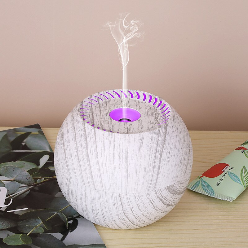 Electric Humidifier Essential Aroma Oil Diffuser Ultrasonic Wood Grain Air Humidifier Usb Mini Mist Maker Led Light Home