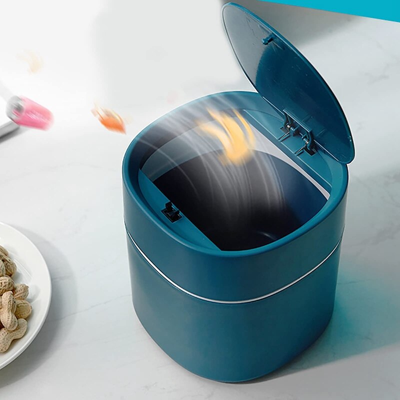 Mini Mülleimer Schreibtisch Abfall Behälter Mit Presse-offen Deckel Kleine Tisch oben Behälter anmutig Runde Ecke Papier Behälter für Heimat: Grün & Orange