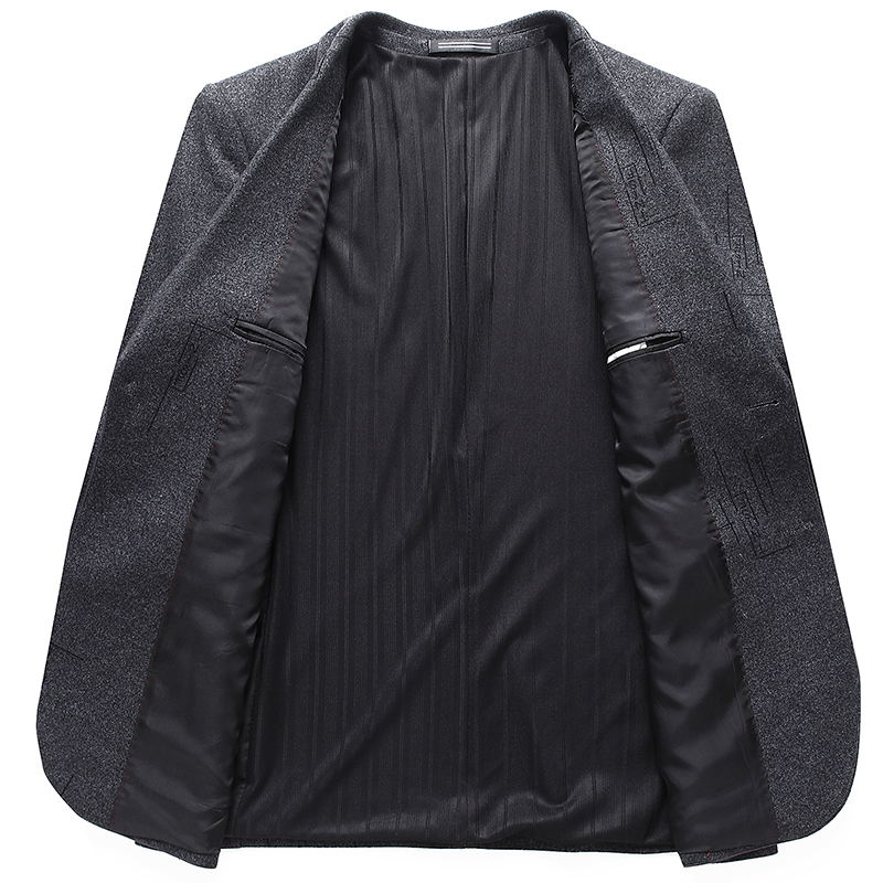 Spring Men's Business Slim Suit Floral Print Dark Gray Thick Stretch Blazer Coat Male Brand Clothes