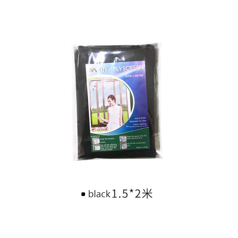 Mosquitera de malla para interiores, mosquitera antimosquitos para puerta y ventana, pegatinas de parche de reparación DIY, novedad de: black 1.5x2M