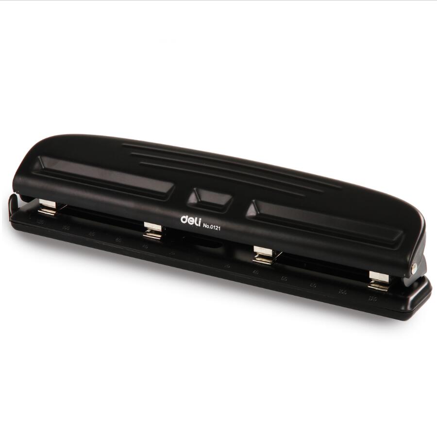 Perforadora ajustable de 4 agujeros con regla de adecuada para papel A2 A3 A4, 10 piezas de papel de una vez, tamaño de agujero de 6mm: Black