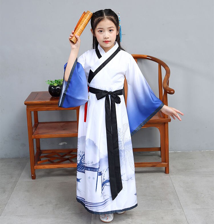 freundlicher Han Fu Traditionelle Chinesische Kleidung für Jungen und Mädchen Jünger der Chinesischen Jahrgang freundlicher Festival Kleidung: Mädchen 01 / 3-4Y(100-110cm)