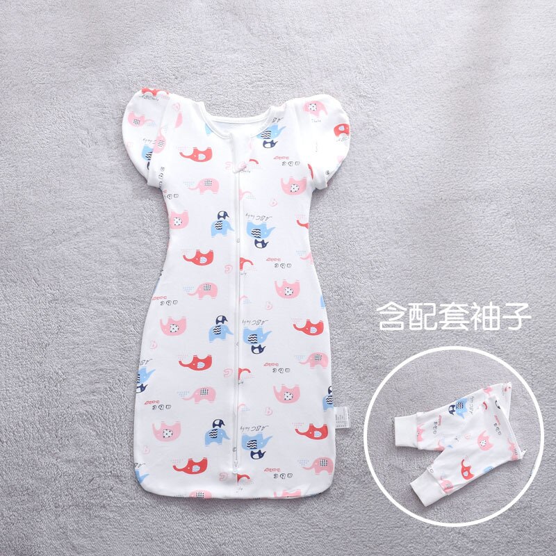 Pasgeboren Baby Jongen Meisjes Katoenen Sleepsack Zip Up Inbakeren Anti-Beangstigend Peuter Slaapzak Babykleertjes Pyjama Slapen Zak: Elephant / 75cm