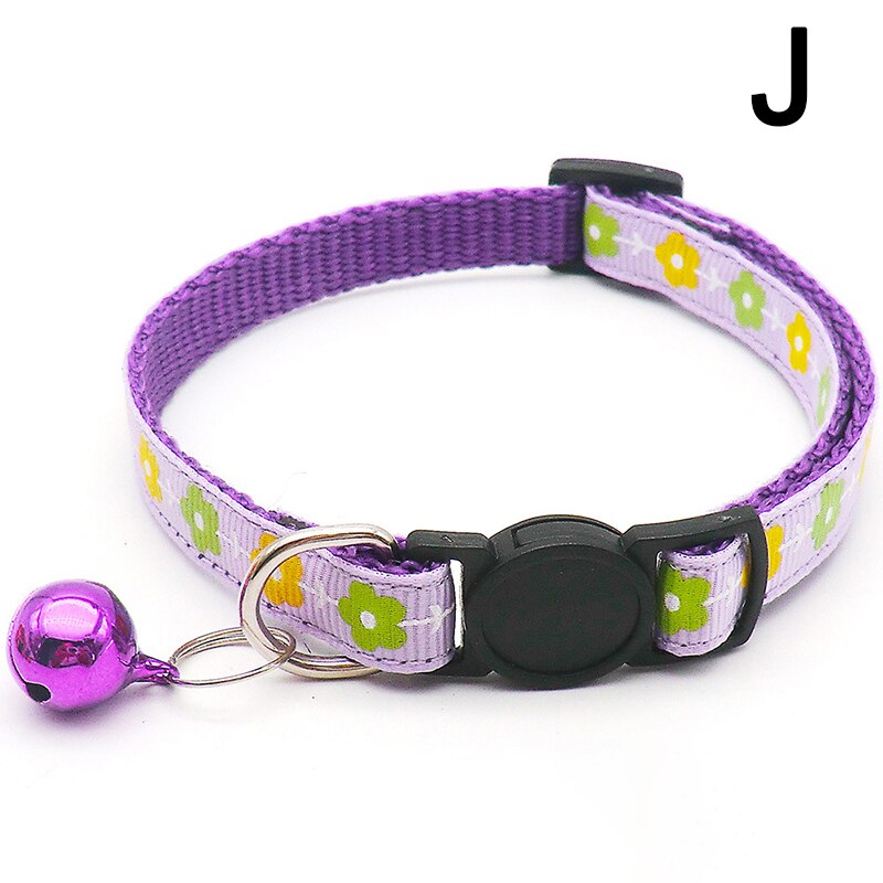 Collier réglable pour chien et chat, imprimé de fleurs, avec cloche, boucle de sécurité universelle, accessoire pour animaux de compagnie, nouveauté: J