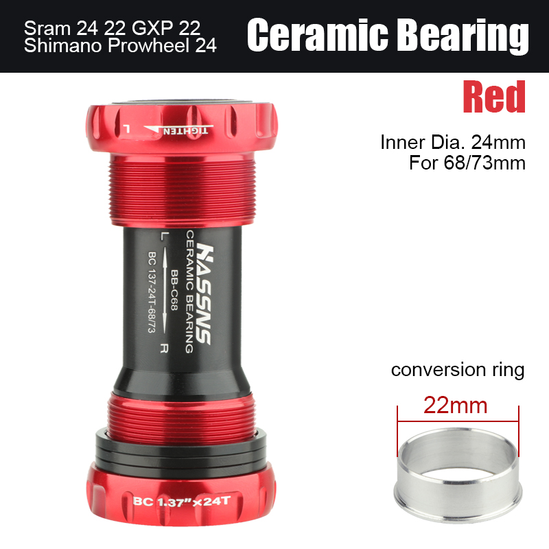 HASSNS Central Movement Bicycle Bottom Bracket Mtb Hollowtech Central Movement Mountain Bike Ceramics BB For Integrated Crankset: black