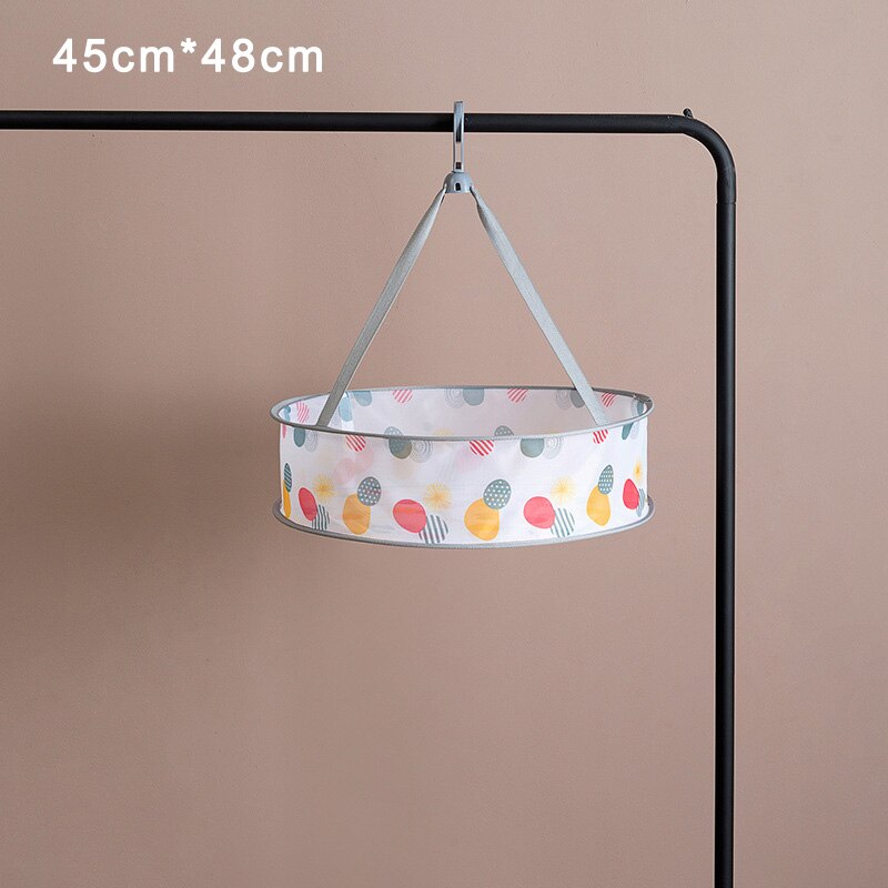 Enlarged Foldable Drying Nets Windproof Hook Steel Ring Multi-layer Clothes Basket Underwear Sweater Cloth Dry Rack Mesh Hanger: Trumpet-Single-layer