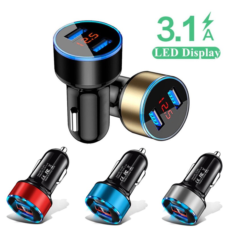 Hot New 2in1 Led Digital Display Dual USB Universale Caricabatteria Da Auto per IPhone Samsung Huawei Auto Del Telefono Mobile di Ricarica Veloce adattatore