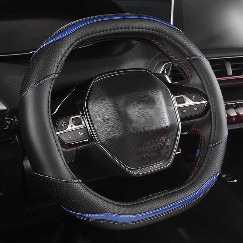 Funda para volante de cuero genuino 36cm 14 ''D para peugeot 508 30 4008 5008 accesorios interiores