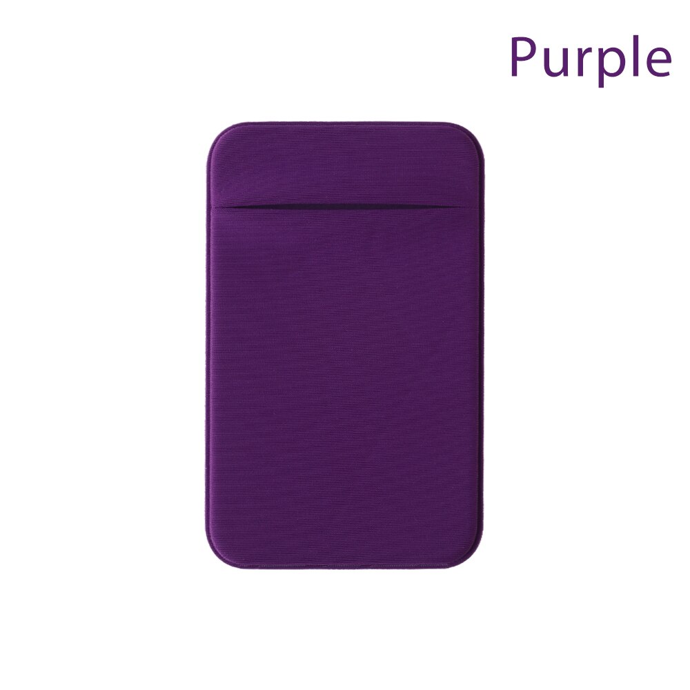 1Pc Elastische Stretch Lycra Lijm Mobiele Telefoon ID Credit Kaarthouder Sticker Pocket Wallet Case Kaarthouder voor iphone smartphone: A-purple