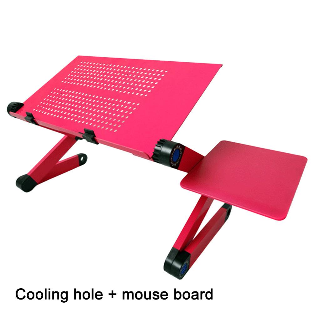 laptop skrivebord ergonomisk justerbart sammenleggbart laptop bord med kjølevifte musematte sengebrett pc notisbok stativ sofa skrivebord stativ: Rosa b