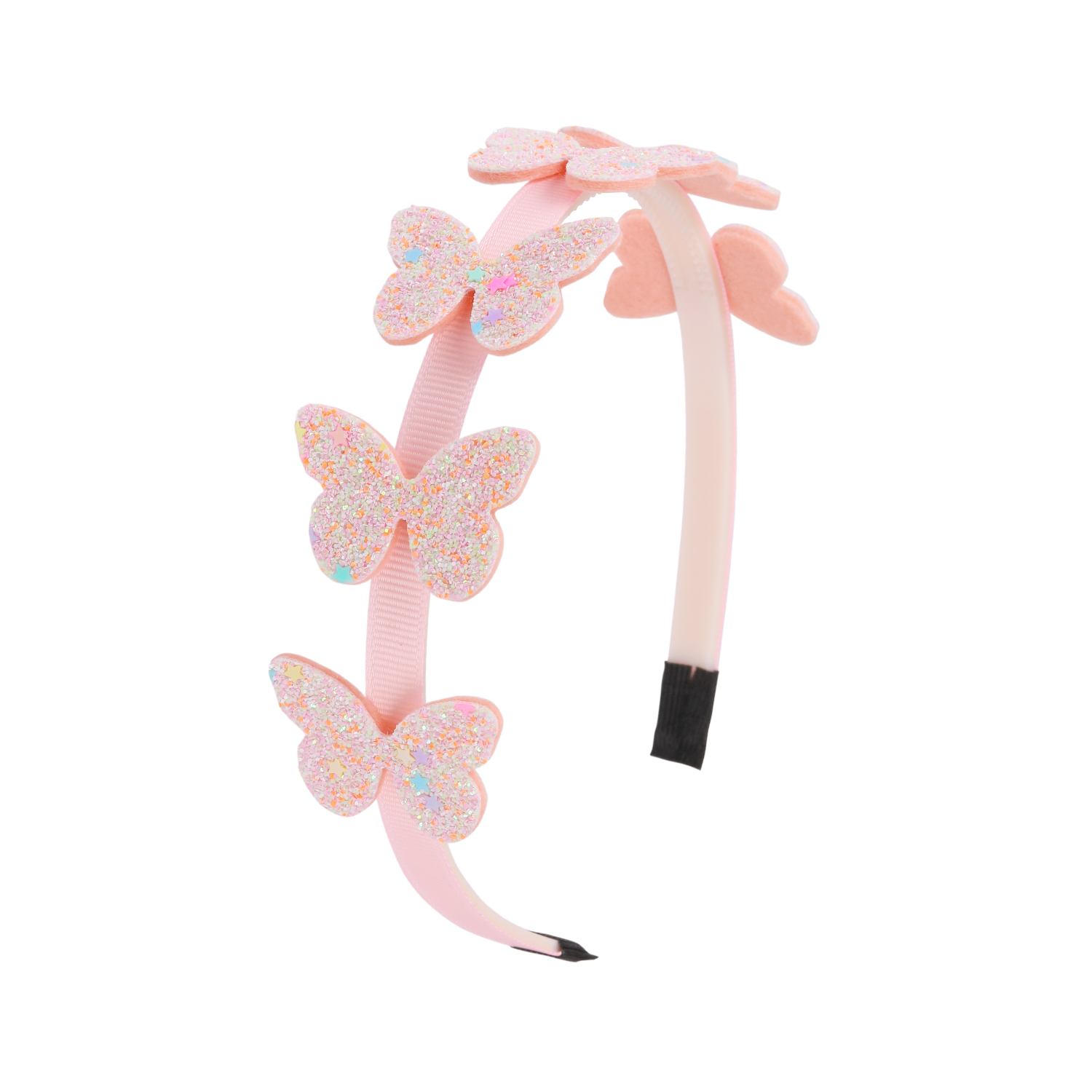 Diademas de mariposa para niñas, diadema brillante con forma de mariposa, diademas con dientes de plástico, accesorios para el cabello para niñas y niños: Rosa
