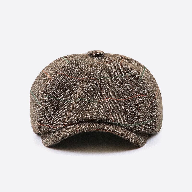 Gorro octogonal de lana con visera para hombre, gorra de lana con visera, de talla grande, 56cm-60cm
