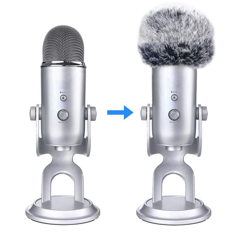 Micrófono peludo parabrisas-micrófono del viento de filtro cubierta de Espuma Azul Yeti azul Pro Usb micrófono de condensador