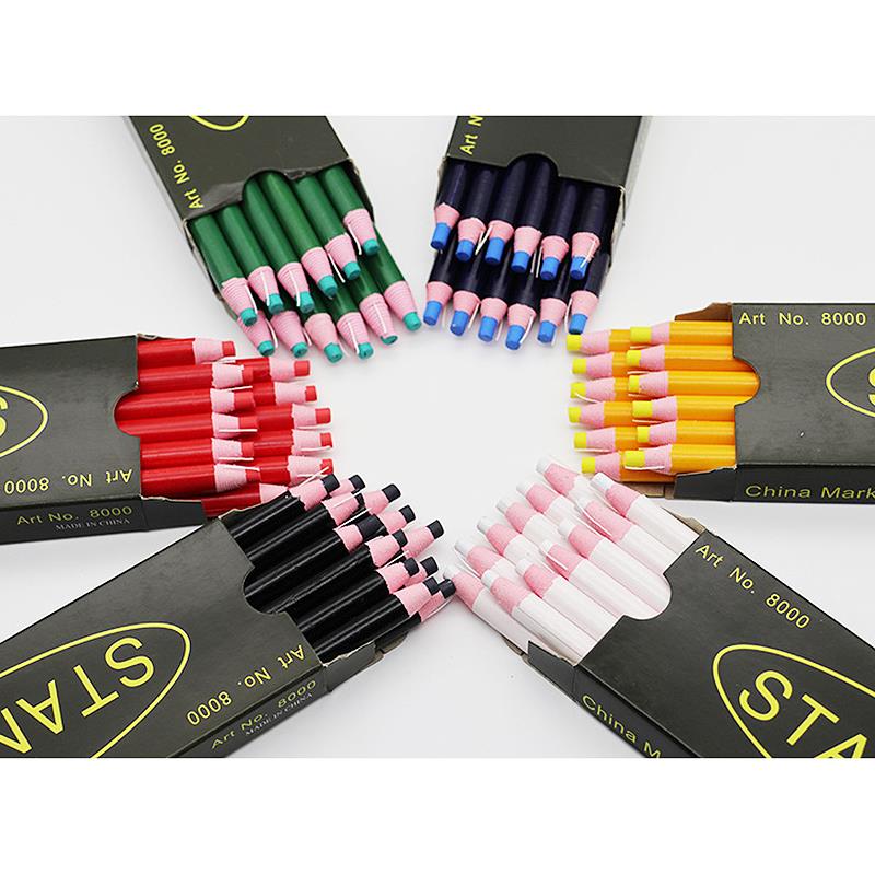 12pçs lápis de giz colorido para costura, lápis de giz sem cortes, caneta marcadora de tecido para retalhos, ferramenta de roupas diy, acessório de vestuário