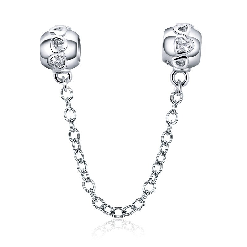 Genuine 925 Sterling Silver Love Connection Safety Chain Charm Fit Original wst Bracelet Pendant Authentic Jewelry C736: Default Title