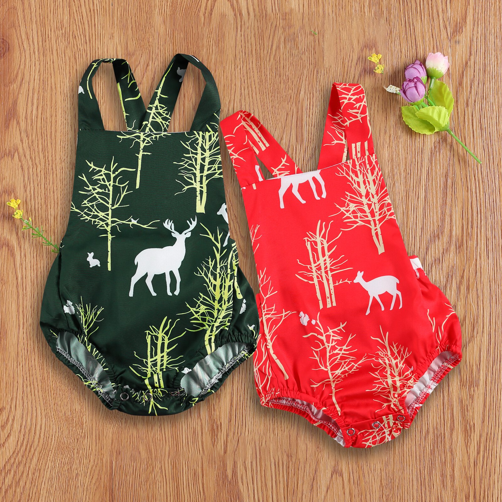 Christmas Baby Boy Girl Christmas Sleeveless Reindeer Print Short Pants Vest Romper