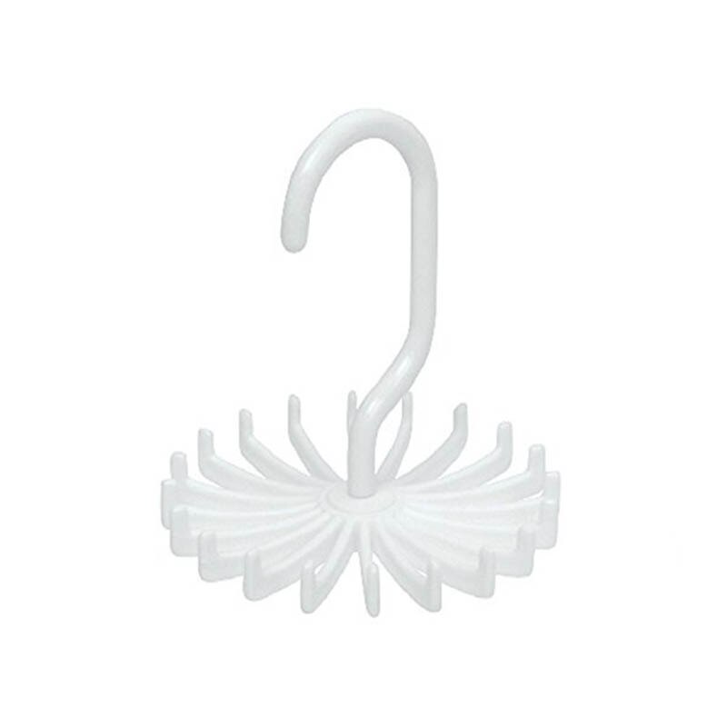 1pc 360 stopni obracanie plastikowe wielofunkcyjny krawat wieszak oszczędność miejsca krawat uchwyt na krawat 20 haki wieszak na pasek: biały