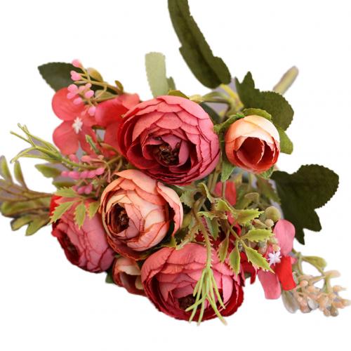 1pc kunstige blomster camellia hjem hage bryllupsfest møbler diy dekor blomster til dekorasjoner: Rød