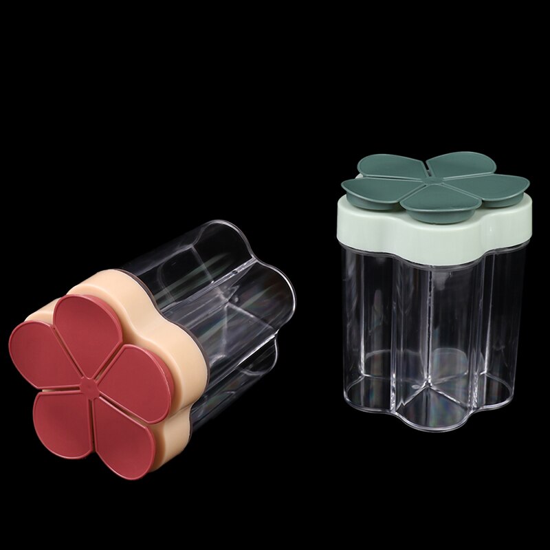 5 In 1 Plastic Zout En Peper Shaker Transparante Spice Dispenser 4 Compartiment Camping Kruiden Pot Met Deksels Voor Koken bbq