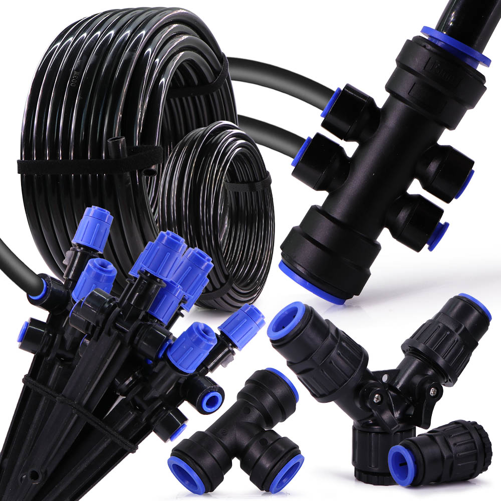 1/2" Garden Bubbler Irrigation Watering System 360° Adjustable Sprinkler 15 to 6mm Quick Connect Micro Drippers Sprayer PE Hose