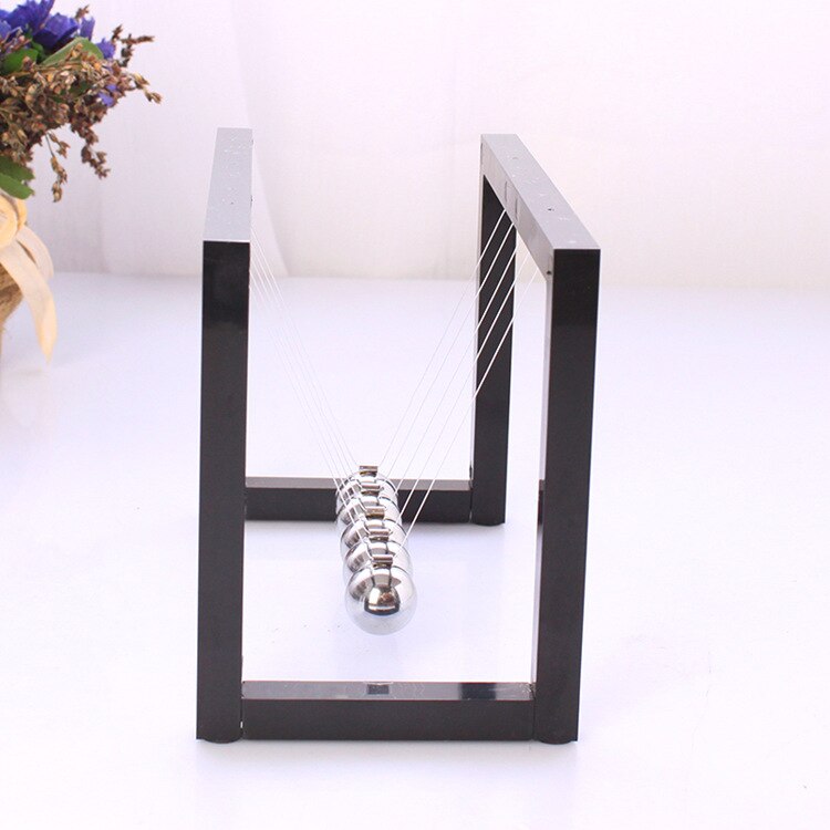 ABS Newtons Cradle Steel Balance Pendulum Ball Physics Science Fun Desk Toy Educational Teaching Accessory White Black