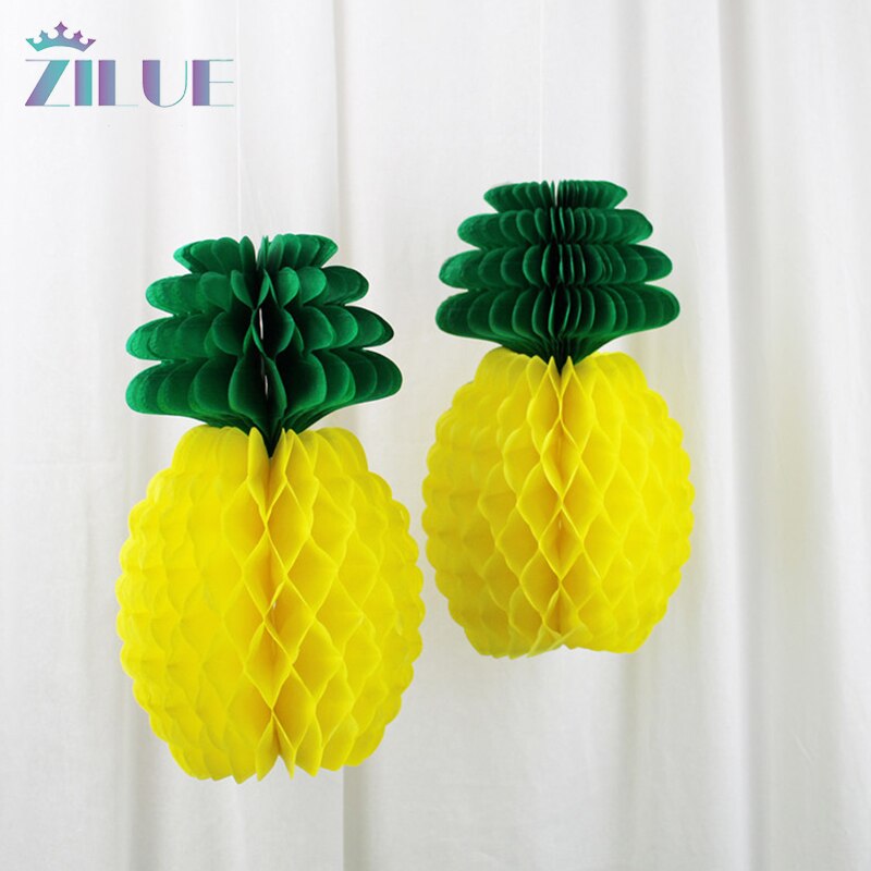 Zilue 5 sztuk/partia lato impreza w kształcie ananasa o strukturze plastra miodu dekoracja ananas girlanda papier o strukturze plastra miodu owoce plaży LUAU impreza