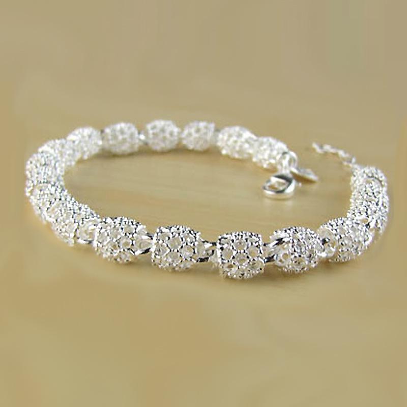 Silver Plated Bracelet Geometric Hollow Bead Bracelets For Women Bracelets & Bangles Jewelry Femme Bileklik Pulseira: Default Title