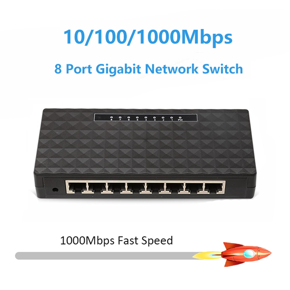 8Port Gigabit Switch Ethernet Smart Switcher High Performance1000Mbps Ethernet Network Switch RJ45 Hub Internet Splitter