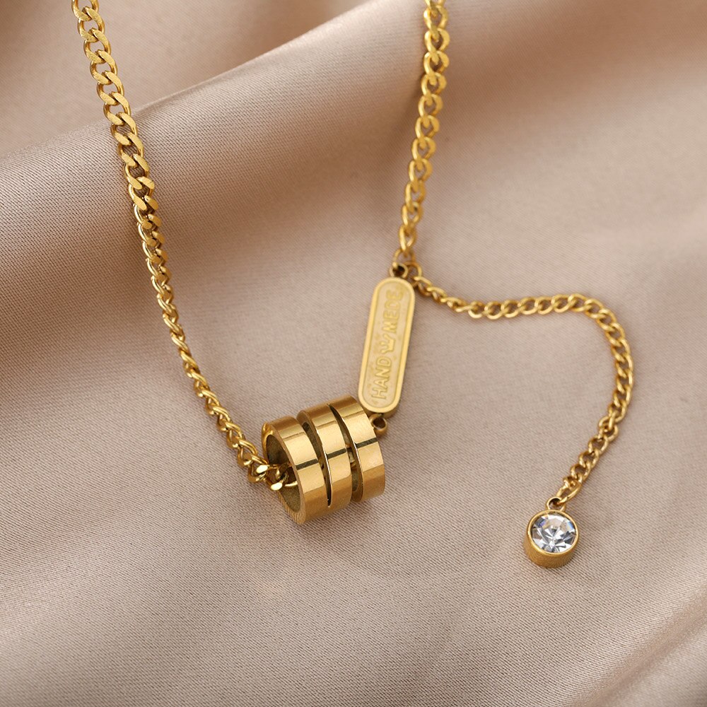 Multilayer Hart Hanger Ketting Voor Vrouwen Elegante Rvs Gouden Ketting Zirkoon Moon Star Ketting Bohemian Sieraden: N03604