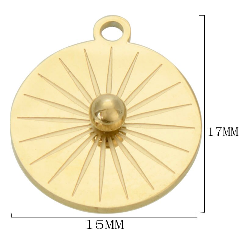 Miasol 2 Stck 15mm Goldener Überzug 316L Edelstahl Streifen Runde Reize Anhänger Für Diy Schmuck Machen