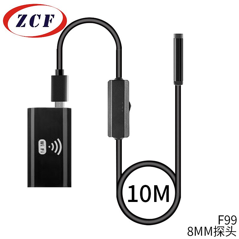 F99 Wifi Endoscope Camera HD720P 8mmLens USB Camera Semi-rigid Cable Waterproof Iphone Android Wireless Car Inspection Borescope: 10m