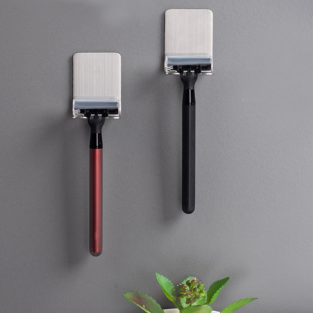 1pc Edelstahl Rasiermesser Haken Zauberstab Klebstoff Rasieren Rasierer Regal Lagerung Halfter für Badezimmer Küche Organizer