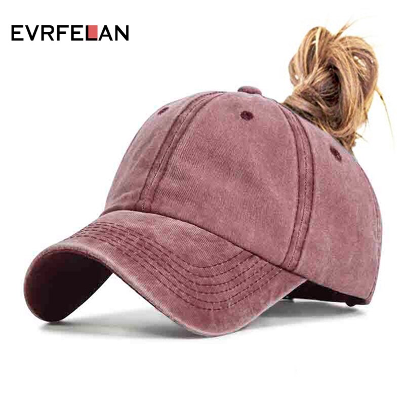Evrfelan Paardenstaart Baseball Cap Voor Vrouwen Snapback Vader Hoed Vrouwelijke Wassen Hoed Zomer Sport Zonnehoed Bone Dames gorras