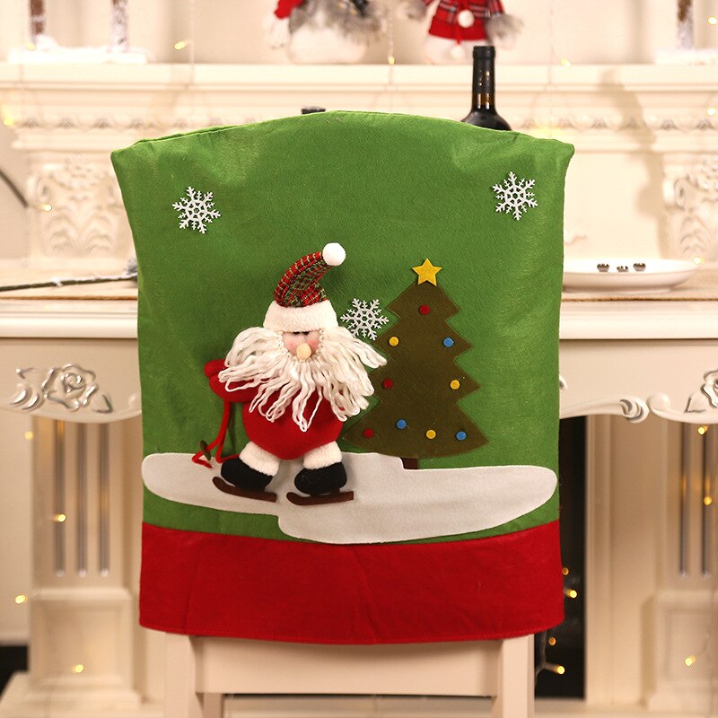 60x50cm Kerst Kerstman Sneeuwpop Herten Stoel Cover Diner Tafel Decoraties voor Huis Stoel Achterkant Decoracion Jaar: Santa Claus