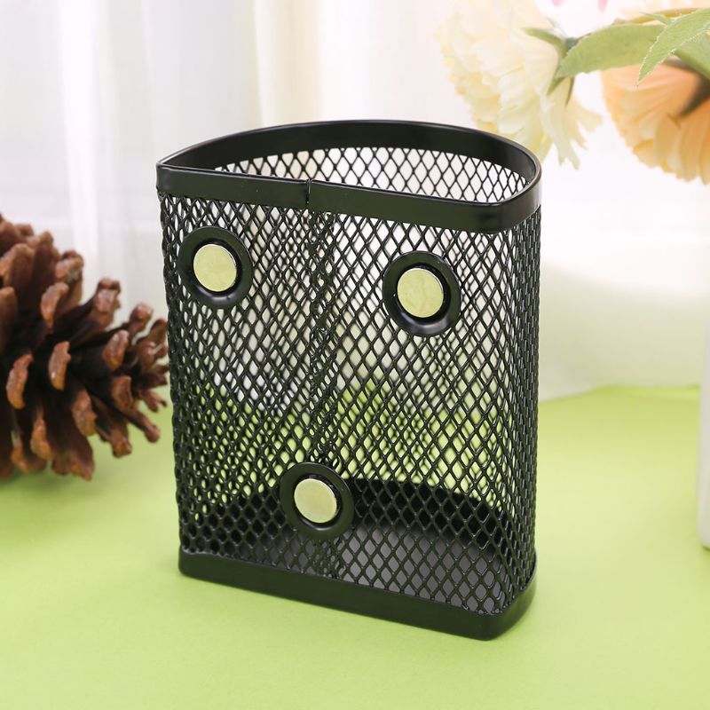 Metal Wire Mesh Magnetic Basket Storage Box Pen Pencil Makeup Organizer Kitchen