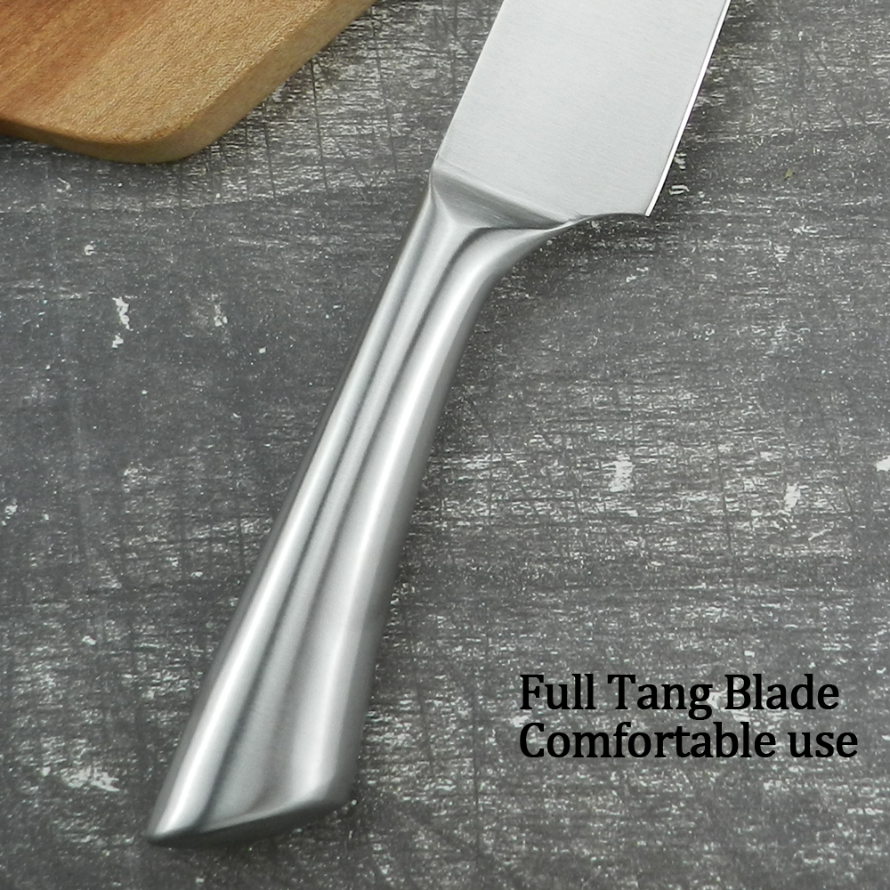 RZD Japanese Cooking Knives Set Chef 8'' Inch Santoku Chopping Utility Knife Holder Wooden Stand Storage Save Space Kitchen Tool