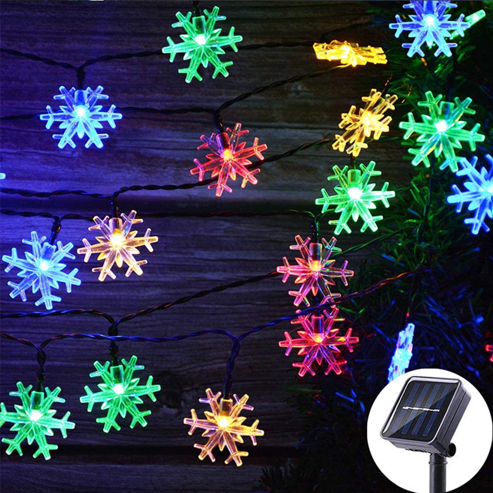 30 Led Solar String Light Outdoor Waterdicht Voor Tuin Decoratie Kerst Garland Solar Sneeuwvlok Lamp Fairy Strip Licht
