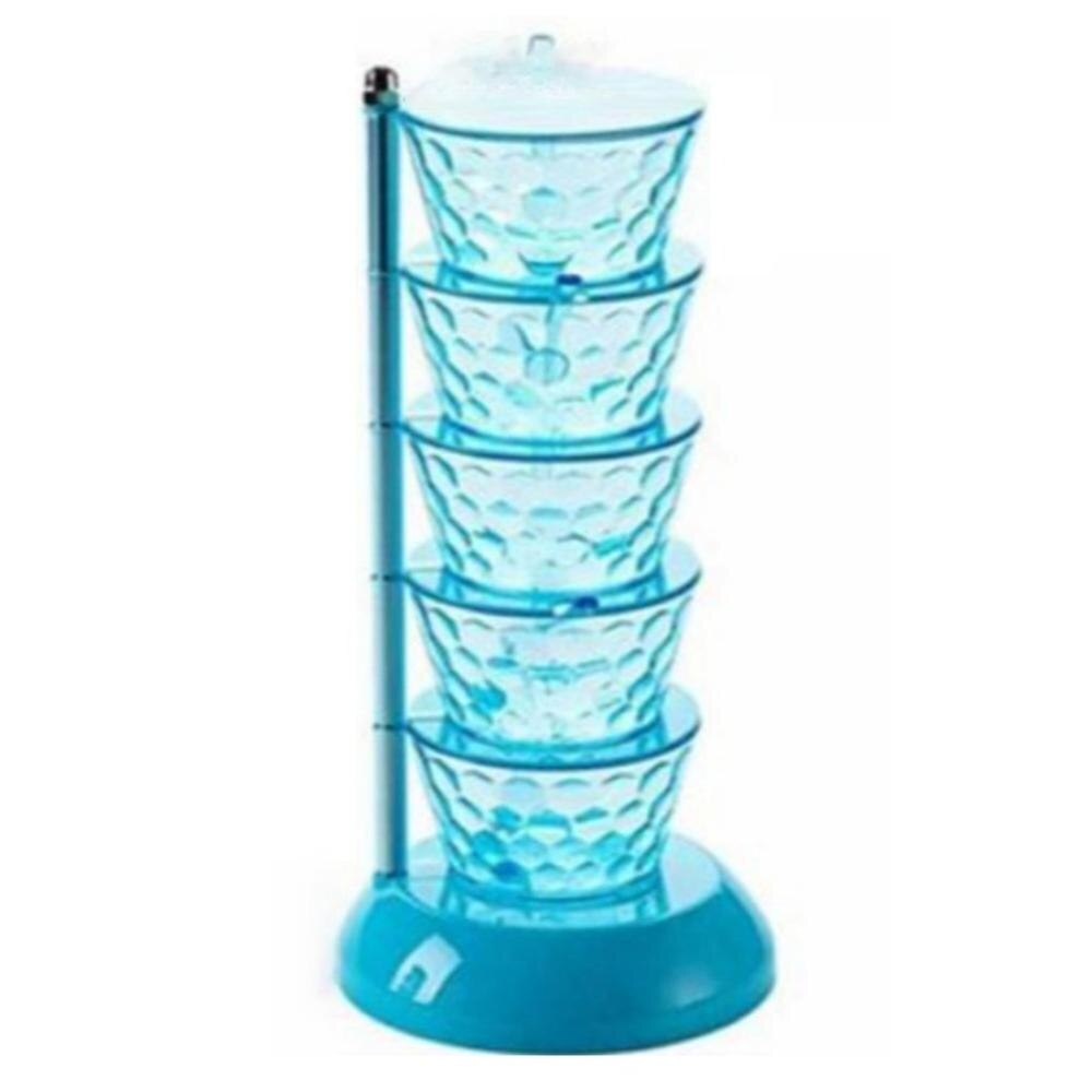 Crystal Transparent 4/5 Layer 360 Degree Vertical Kitchen Rotation Storage Seasoning Box Food Storage Container: 5-layer Blue