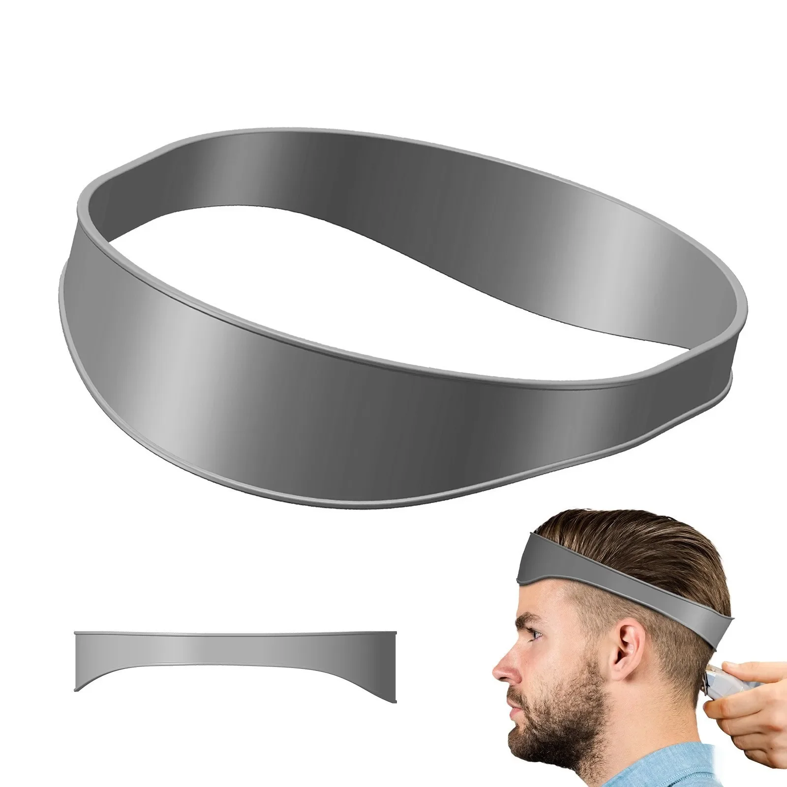 Regla de corte de pelo para hombres, guía de escote, cortes de pelo curvos, estilizador de diadema, peine de barbero, herramientas de barba, herramientas de peluquero: Rojo rosado