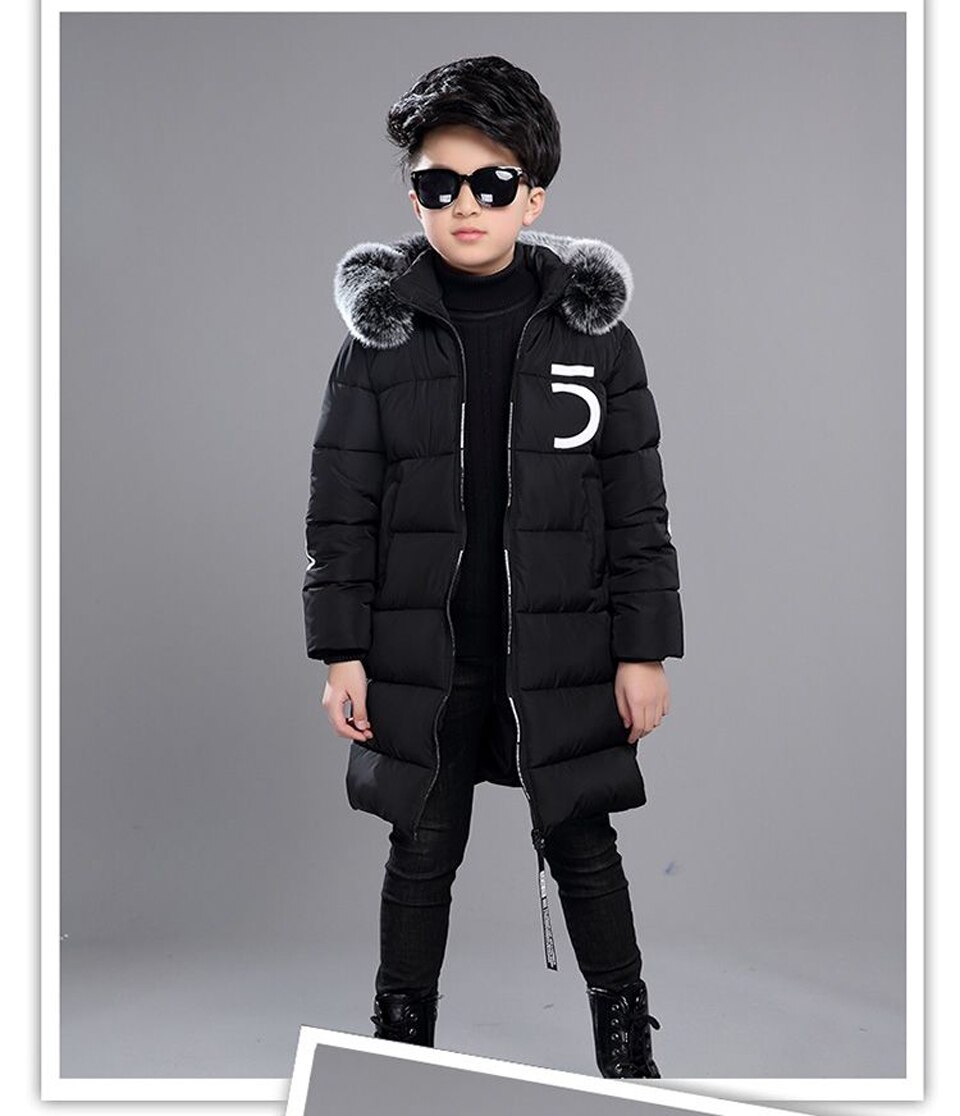 Boys 'Winter Katoenen Jassen Verdikte Kinderen Winter Jas Kinderen Winter Overjassen 4-14 Jaar: Black / 4