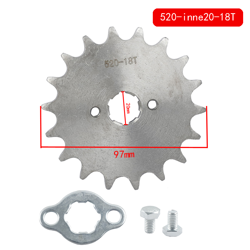 520 10t 11T 12T 13T 14T 15T 16T 17T 18T 19T 20T Dente 20mm ID Pignone motore anteriore adatto fossa bicicletta ATV Parte del motociclo: verde