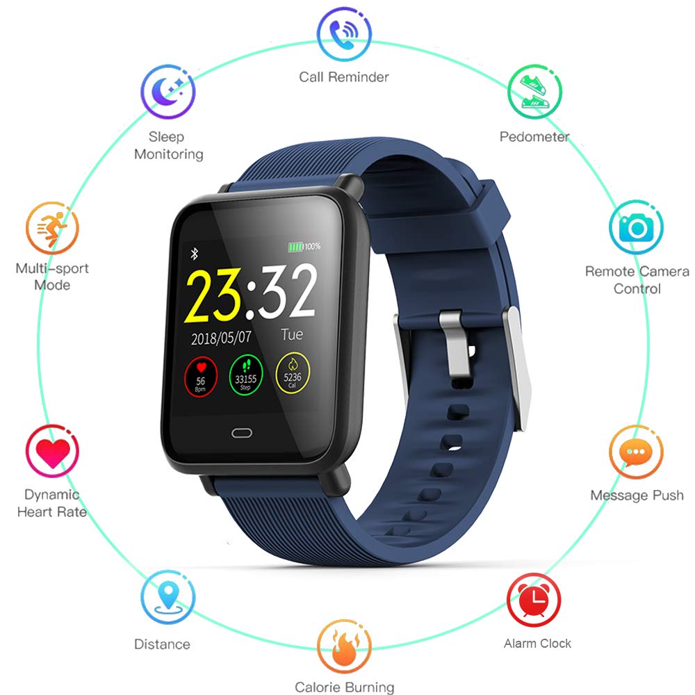 Bloeddruk Hartslagmeter Smart Horloge IP67 Waterdichte Sport Fitness Trakcer Horloge Mannen Vrouwen Smartwatch