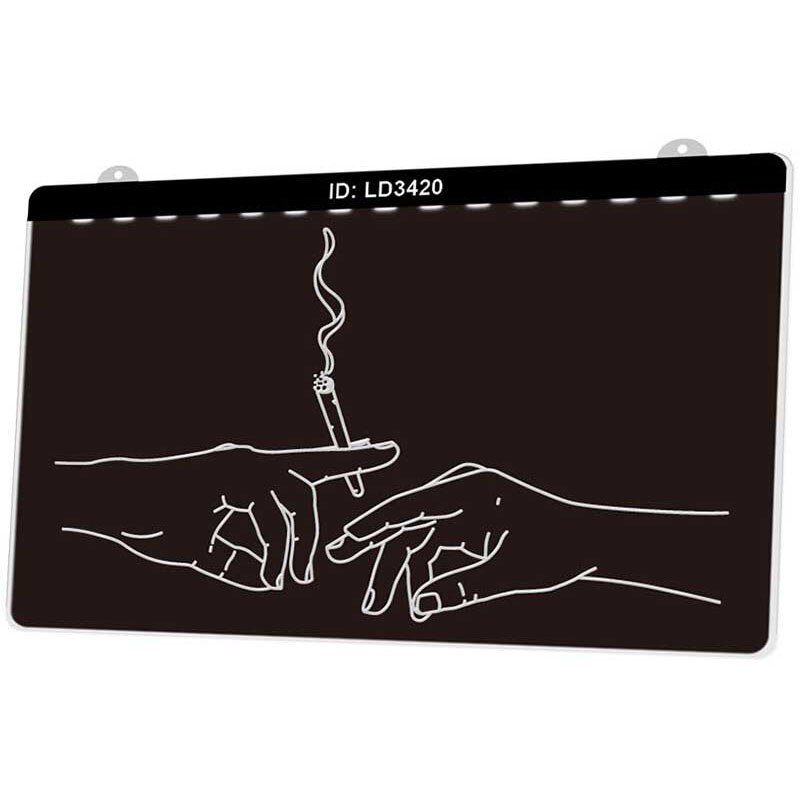 Ld3420 sigaretten handen met 3d gravure led lichtreclame meerdere kleuren gratis verkoop