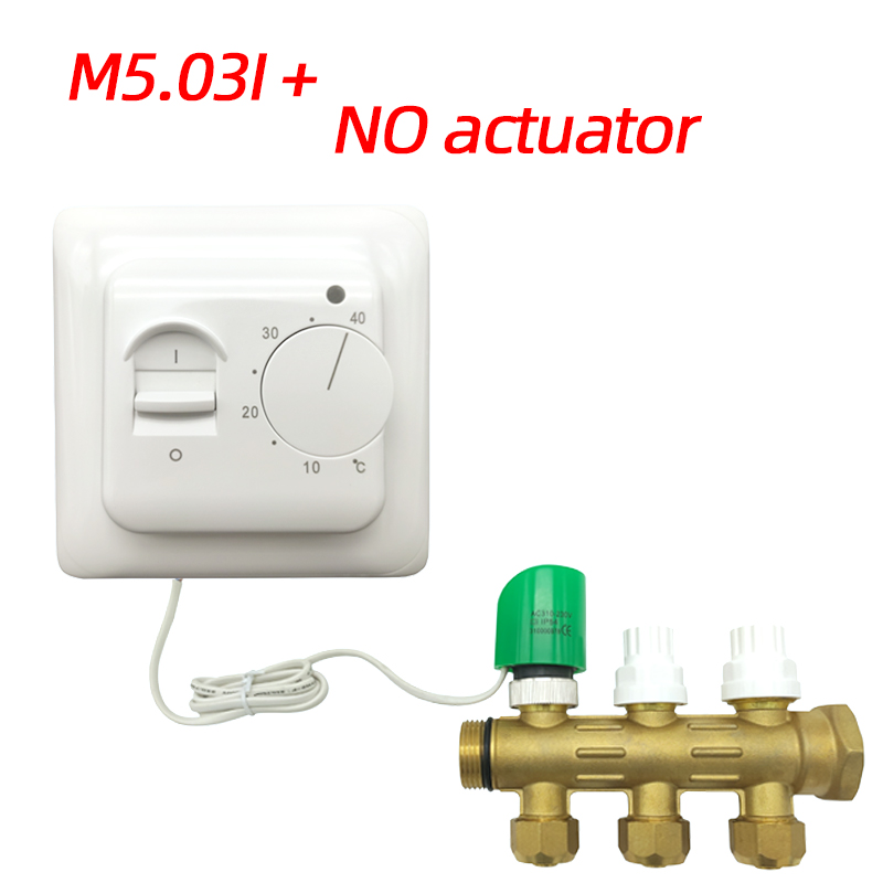M5 3a med Nei/nc aktuator minco varme vann gulvvarme ventil manuell romtermostat varmt gulv vann varme aktuator kontroller: M503i og ingen grønn
